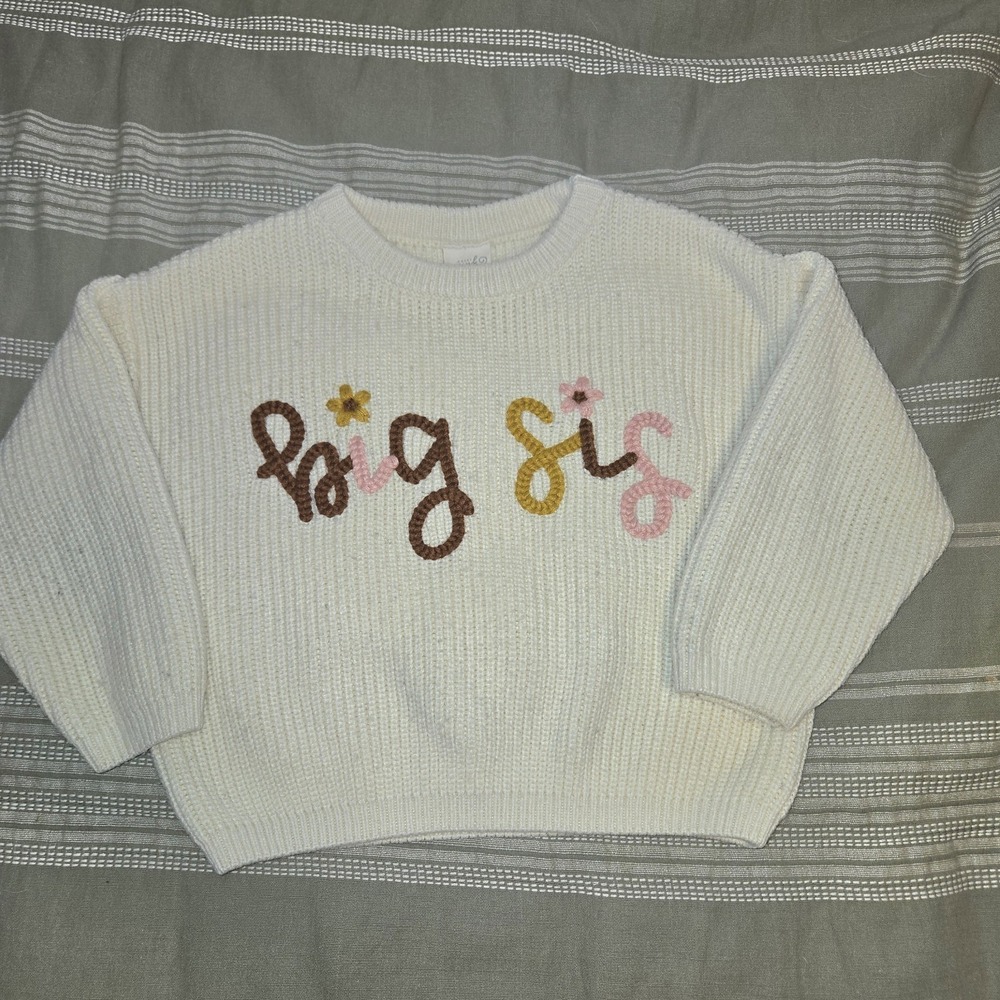 Sweet Wink Acrylic Knit Sweater "Big Sis" Size 3T